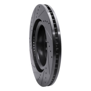 Land Rover LR3 Brake Rotor (1) - Front Right - R1 Concepts - Drilled & Slotted - Black - `05-`09